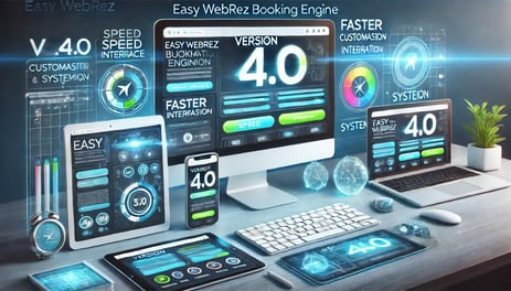 DALL·E 2024-12-13 00.56.19 - A promotional image for Easy WebRez Booking Engine Version 4.0. The scene features a sleek and modern website interface displayed on multiple devices 